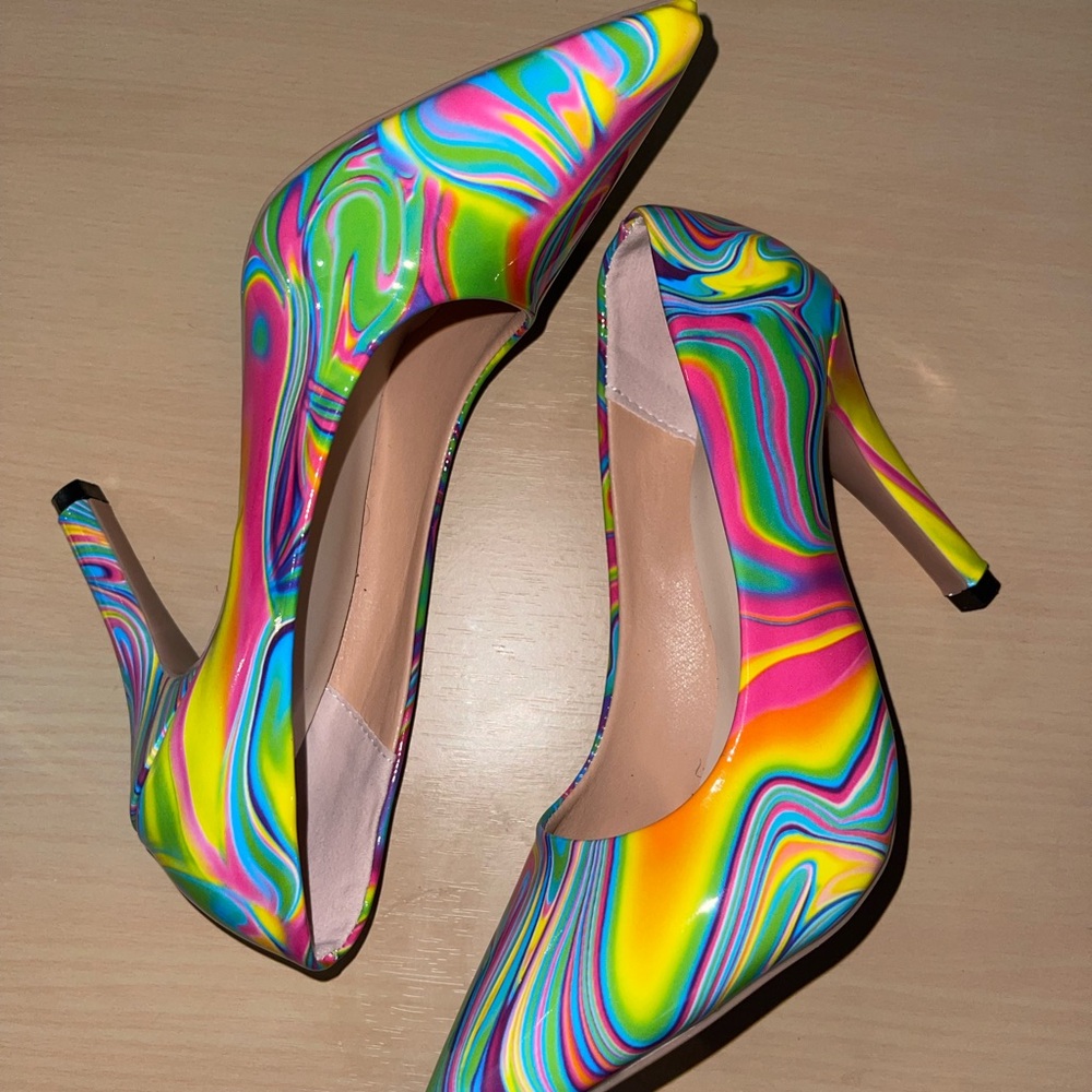 SHEIN Yellow and Green Stiletto Heels